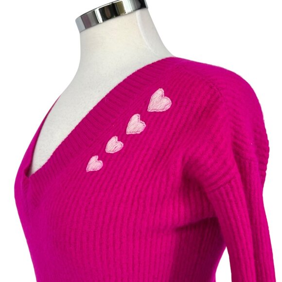 Charter Club Cashmere Heart Patch V-Neck Sweater Pink Size Small - Picture 4 of 10